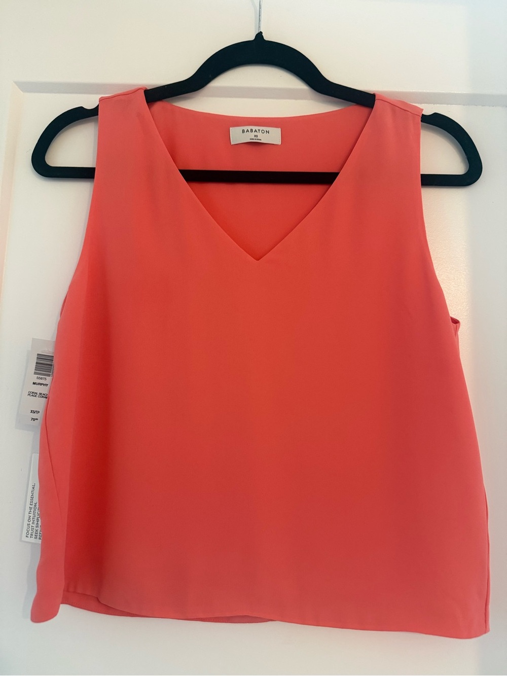 Babaton Coral-Orange V-Neck Sleeveless Camisole